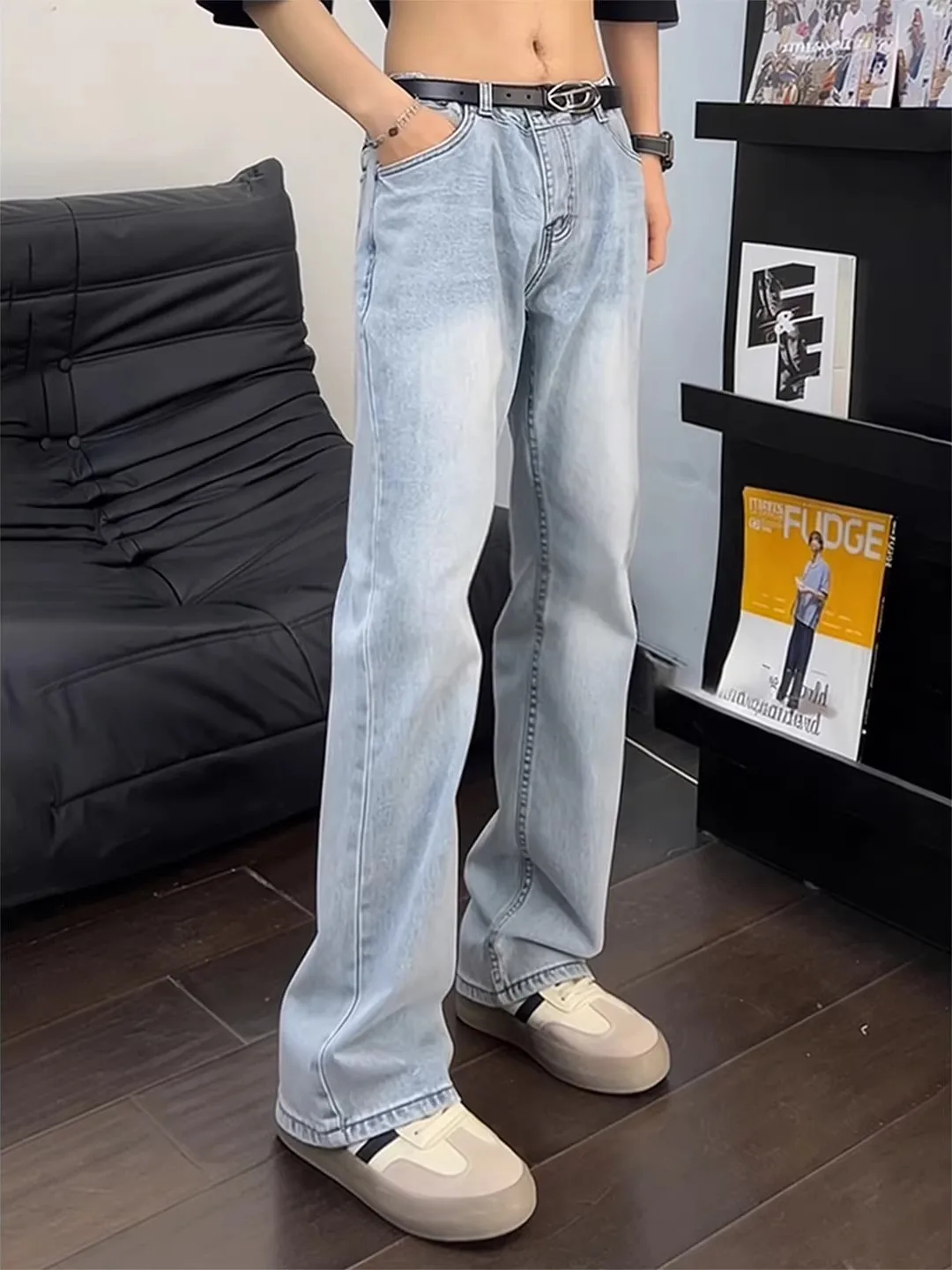 k Blue High Waist Fce Lined Straight Leg Men's Jeans Knife Long Legging Effect Casual Trousers for Autumn Winter
k Blue High Waist Fce Lined Straight Leg Men's Jeans Knife Long Legging Effect Casual Trousers for Autumn Winter