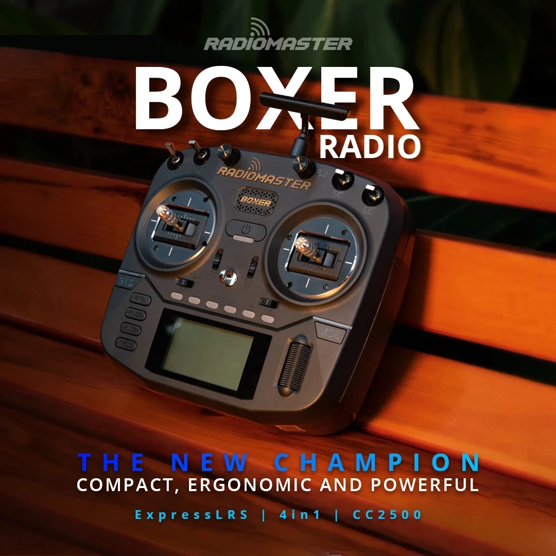 Radiomaster BOXER Radio Controller ELRS 4IN1 CC2500 Multiprotoco Transmitter Built-in Cooling Fan
Radiomaster BOXER Radio Controller ELRS 4IN1 CC2500 Multiprotoco Transmitter Built-in Cooling Fan