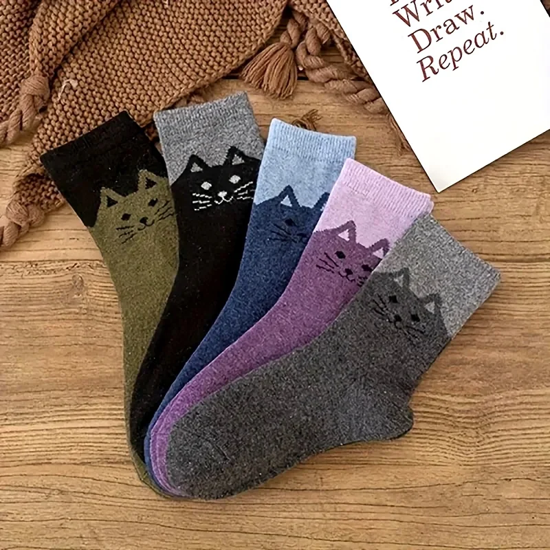 5 Pairs of Autumn/Winter Cat Pattern Short Socks, Suitable for Indoor and Outdoor Wear | Women's Long Socks / Warm Socks
5 Pairs of Autumn/Winter Cat Pattern Short Socks, Suitable for Indoor and Outdoor Wear | Women's Long Socks / Warm Socks