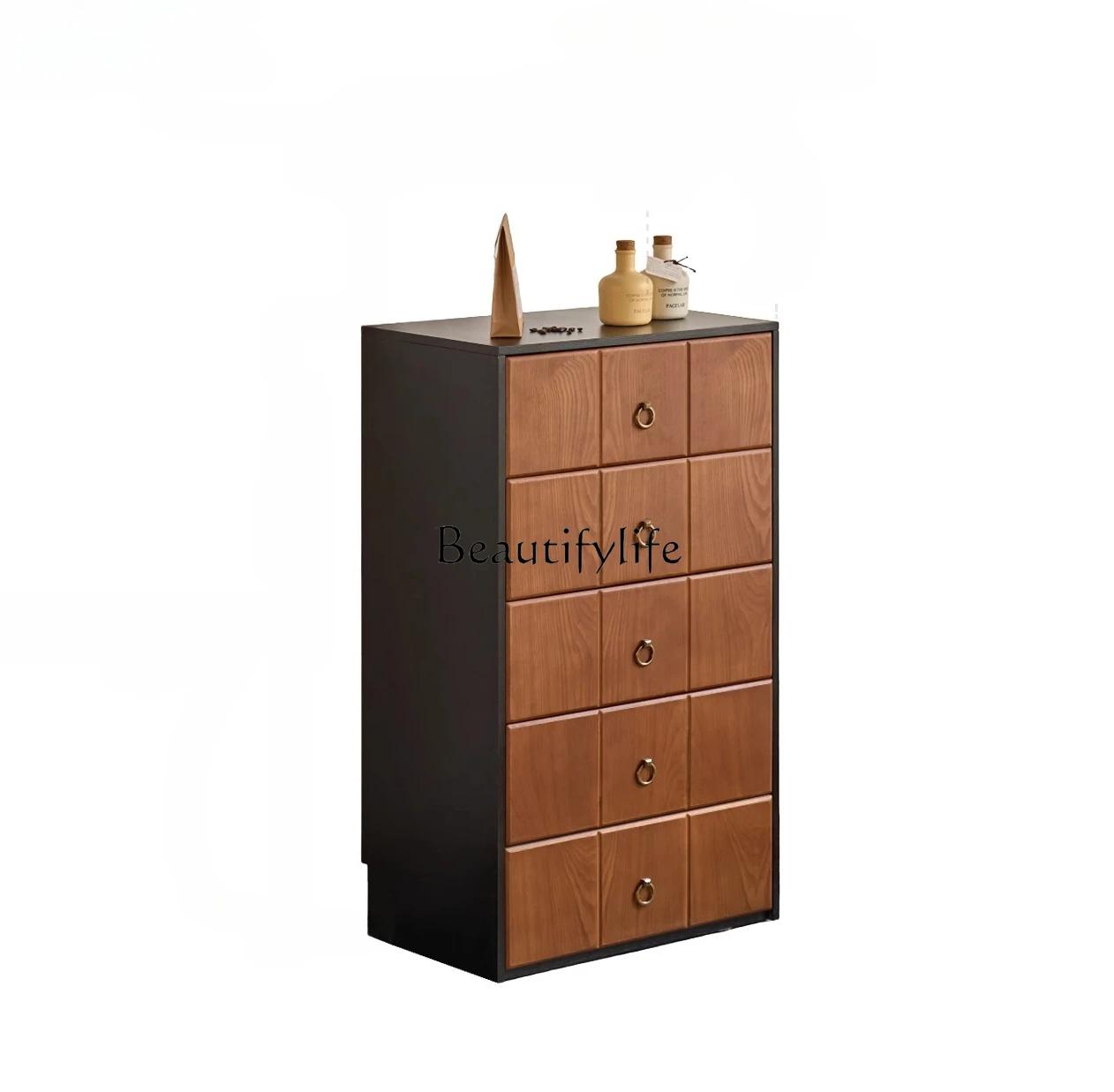 Solid wood chest of drawers, walnut color, medium-ancient style, wabi-sabi storage, retro storage, wall-facing vertical cabinet
Solid wood chest of drawers, walnut color, medium-ancient style, wabi-sabi storage, retro storage, wall-facing vertical cabinet