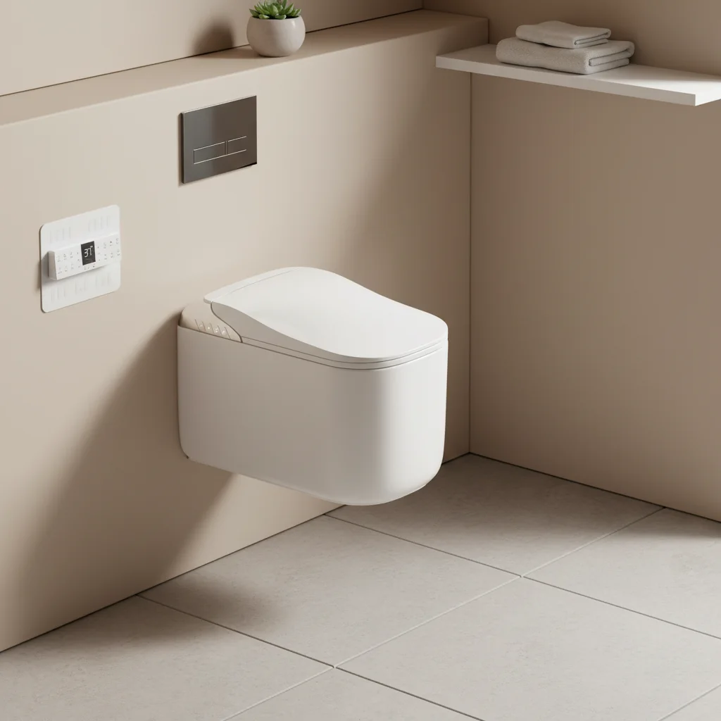 Wall-Mounted Ceramic Smart Toilet With Automatic Deodorization P-trap Drainage Remote Control Included
Wall-Mounted Ceramic Smart Toilet With Automatic Deodorization P-trap Drainage Remote Control Included