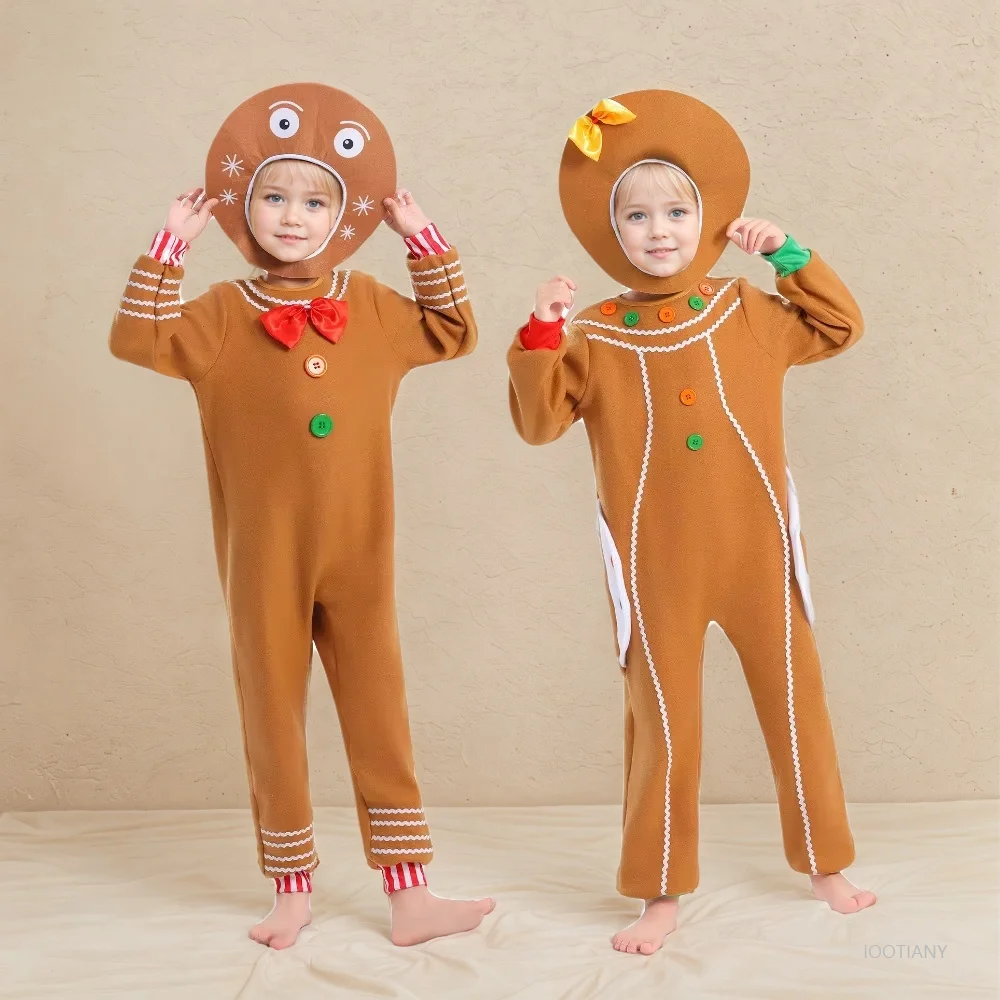Children's Role Play Christmas Performance Costumes Gingerbread Man Cartoon Outfits Boys Girls Festive Party Fun Jumpsuit Set
Children's Role Play Christmas Performance Costumes Gingerbread Man Cartoon Outfits Boys Girls Festive Party Fun Jumpsuit Set