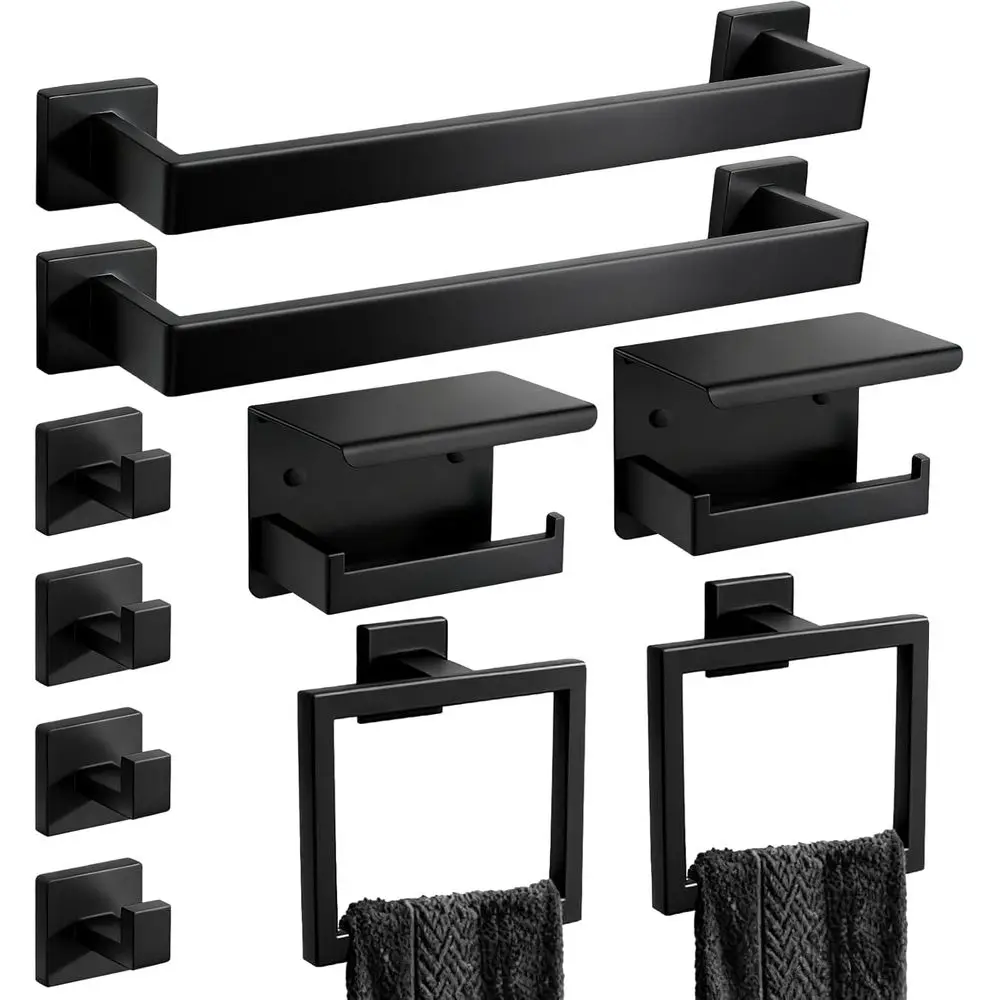 Modern Stainless Steel Bathroom Accessory Set: 16 Towel Bar, Holders, and Toilet Paper Holder with Wall Shelf (10-Piece)
Modern Stainless Steel Bathroom Accessory Set: 16 Towel Bar, Holders, and Toilet Paper Holder with Wall Shelf (10-Piece)