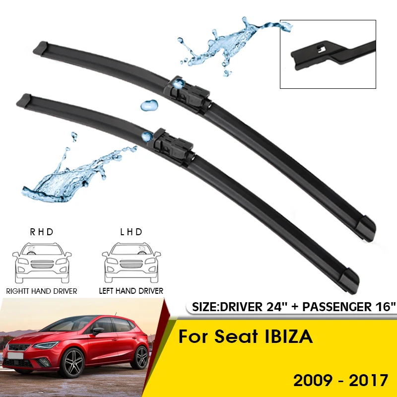 Car Wiper Blades For Seat IBIZA 2009-2017 Windshield Windscreen Front Window Blades 24"+16" Car Accessories
Car Wiper Blades For Seat IBIZA 2009-2017 Windshield Windscreen Front Window Blades 24"+16" Car Accessories