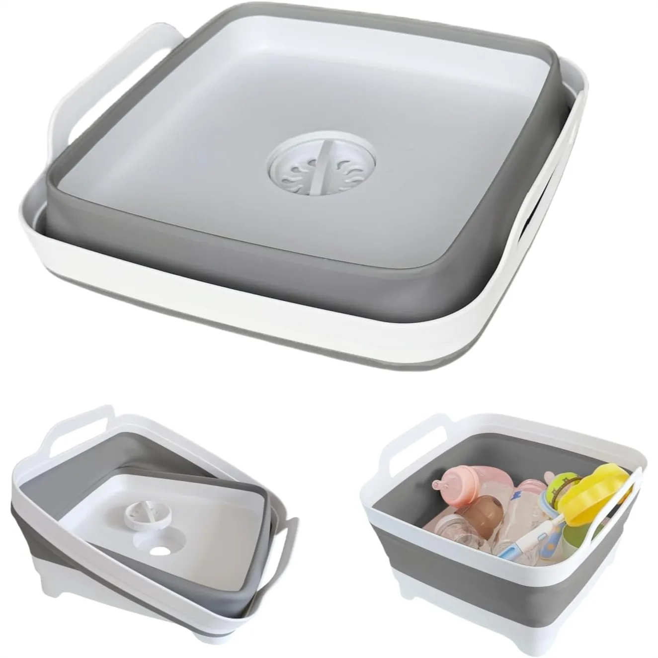 Collapsible Wash Basin with Drain Plug - 2.4 Gallon Foldable Kitchen Sink for Baby Bottles and RV Camping, Space-Saving Dish Tub
Collapsible Wash Basin with Drain Plug - 2.4 Gallon Foldable Kitchen Sink for Baby Bottles and RV Camping, Space-Saving Dish Tub