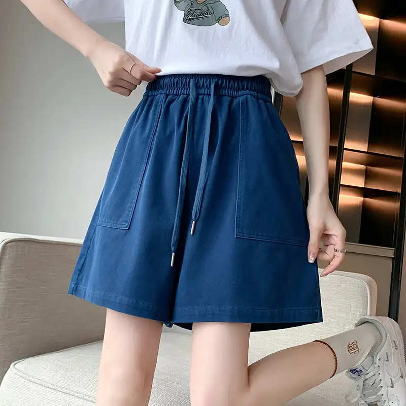 Large Washed Silk Denim Shorts for Women's Summer Thin High Waisted Loose and Slimming Cropped Casual Wide Leg Jean Short
Large Washed Silk Denim Shorts for Women's Summer Thin High Waisted Loose and Slimming Cropped Casual Wide Leg Jean Short