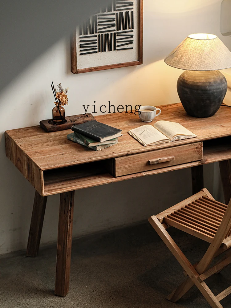 ZYA Old Pine Wood Solid Wood Table Vintage Distressed Wabi-Sabi Style Office Desk Bedroom Home Use 
ZYA Old Pine Wood Solid Wood Table Vintage Distressed Wabi-Sabi Style Office Desk Bedroom Home Use