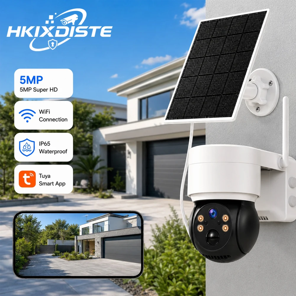 Wireless 5MP HD Solar Outdoor Security Camera Battery Powered WiFi PTZ IP65 Waterproof Tuya App Remote Access House CCTV Systems
Wireless 5MP HD Solar Outdoor Security Camera Battery Powered WiFi PTZ IP65 Waterproof Tuya App Remote Access House CCTV Systems