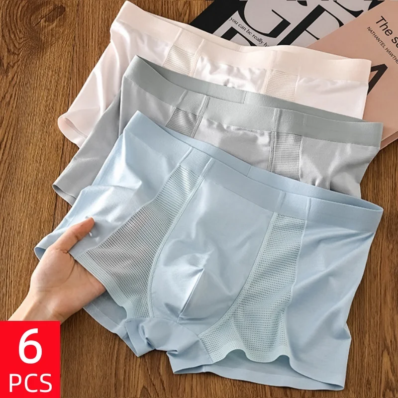 6PCS Men's Summer Thin Ice Silk Underwear Breathable Mesh Boxer Briefs Seamless Hollow-Out Quick-Dry Air-Conditioning Pants
6PCS Men's Summer Thin Ice Silk Underwear Breathable Mesh Boxer Briefs Seamless Hollow-Out Quick-Dry Air-Conditioning Pants
