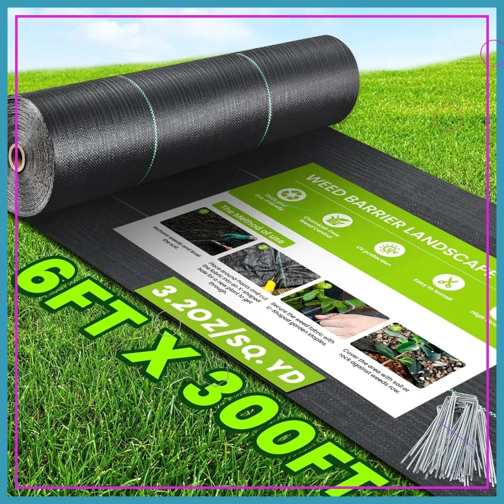 6x300FT Heavy Duty Weed Barrier Landscape Fabric, 3.2oz Woven Geotextile for Driveway, Drain, Garden
6x300FT Heavy Duty Weed Barrier Landscape Fabric, 3.2oz Woven Geotextile for Driveway, Drain, Garden
