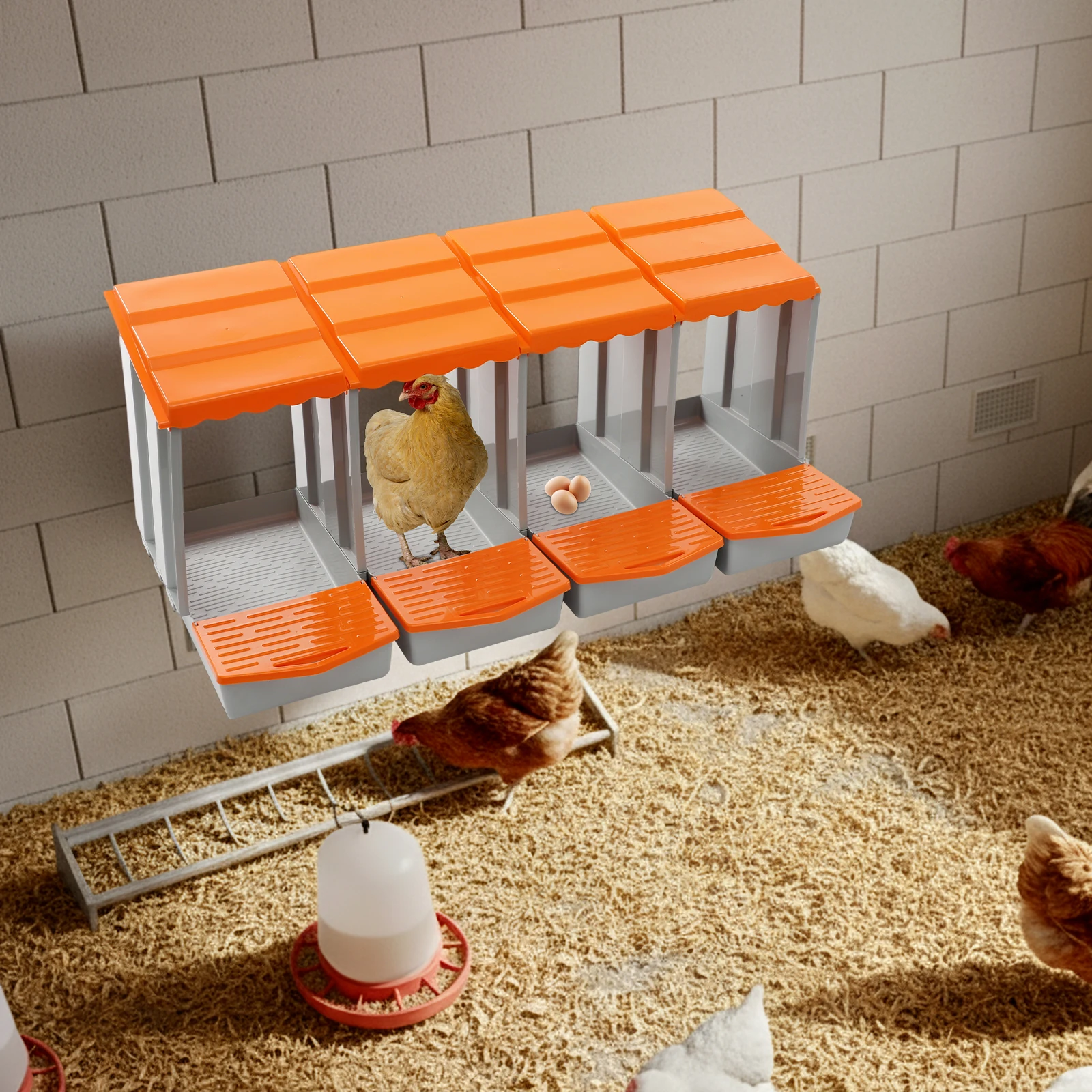 Plastic Chicken Nesting Box, Freestanding Or Wall-mounted Nesting Box, 4 Compartments Chicken Laying Box With Vented Holes
Plastic Chicken Nesting Box, Freestanding Or Wall-mounted Nesting Box, 4 Compartments Chicken Laying Box With Vented Holes