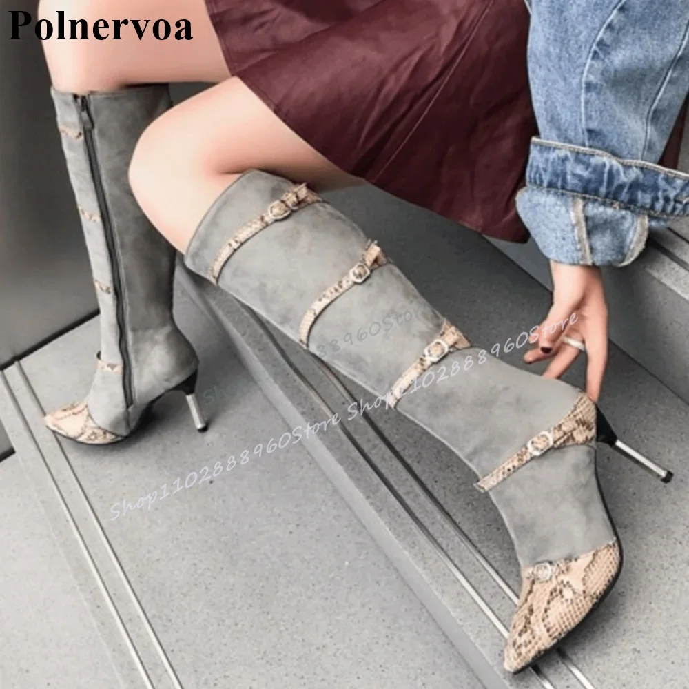 Knee High Buckle Strap Metal Heel Boots Thin High Heel Women Shoes Side Zipper Pointed Toe 2025 Fashion Zapatos Para Mujere
Knee High Buckle Strap Metal Heel Boots Thin High Heel Women Shoes Side Zipper Pointed Toe 2025 Fashion Zapatos Para Mujere