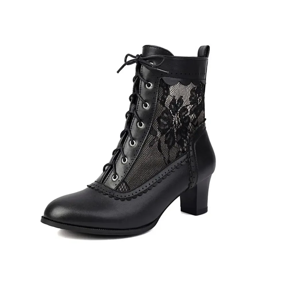 Hollow Out Mesh Lace Ankle Booties Women Lace‑Up Chunky Heel Short Boots Large Size 35‑48 5752-4
Hollow Out Mesh Lace Ankle Booties Women Lace‑Up Chunky Heel Short Boots Large Size 35‑48 5752-4