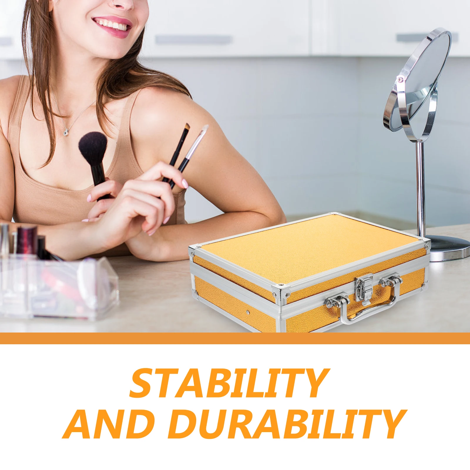 Aluminum Hard Case Instrument Storage Box Right Angle Golden Portable for Men Lightweight Durable Travel Office Use Makeup Brush
Aluminum Hard Case Instrument Storage Box Right Angle Golden Portable for Men Lightweight Durable Travel Office Use Makeup Brush