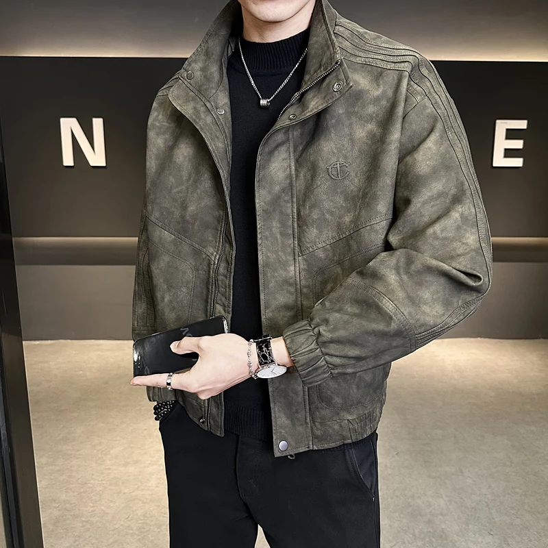 Casual Faionable Men's Biker Jaet Stand Collar Leather Coat Autumn New Sle Versatile Upper Apparel Youth Vitali Sle
Casual Faionable Men's Biker Jaet Stand Collar Leather Coat Autumn New Sle Versatile Upper Apparel Youth Vitali Sle