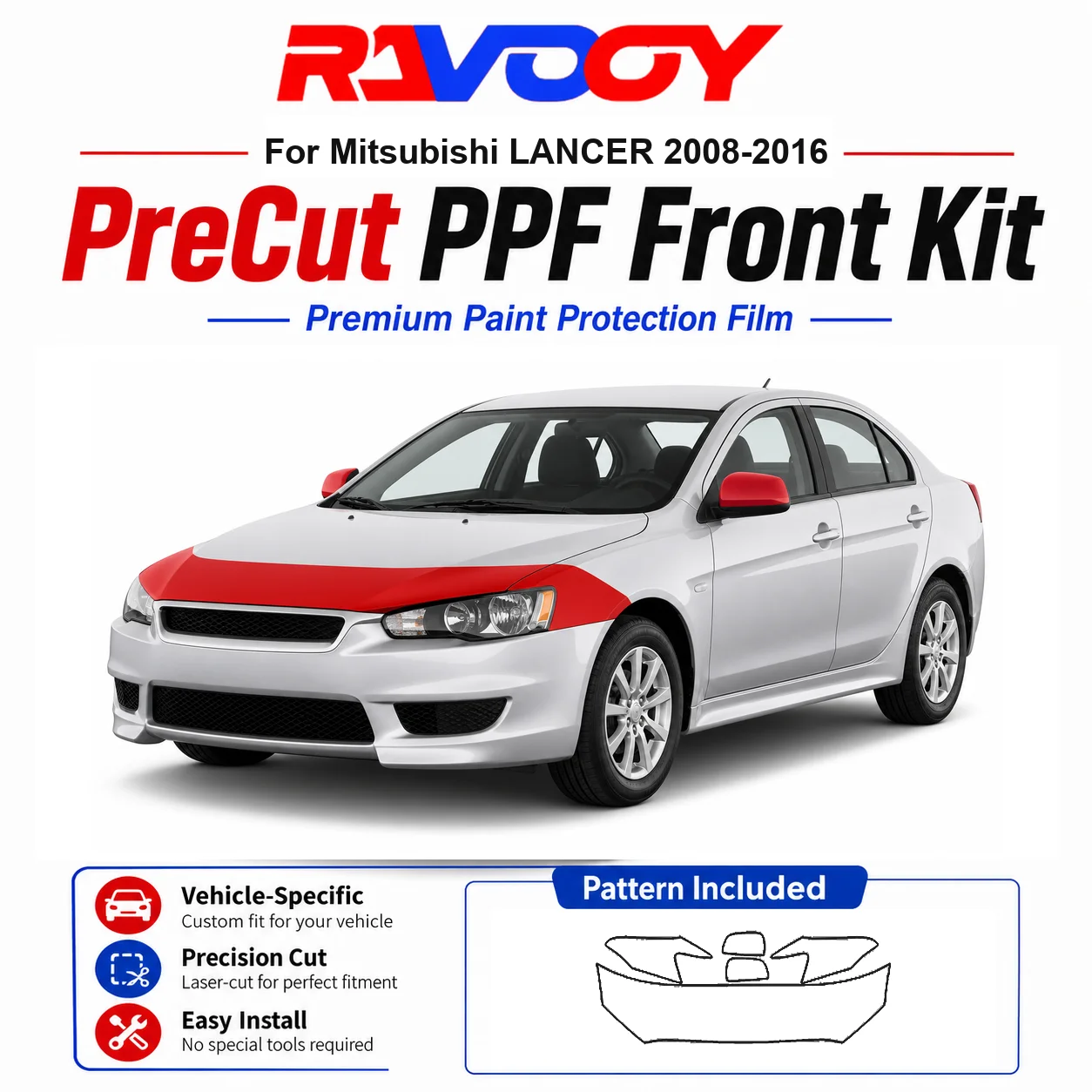 8.5mil TPU Precut PPF Kit For Mitsubishi LANCER 2008-2016 - Hood, Fenders & Mirror Set - Self-Healing Clear Bra Film
8.5mil TPU Precut PPF Kit For Mitsubishi LANCER 2008-2016 - Hood, Fenders & Mirror Set - Self-Healing Clear Bra Film