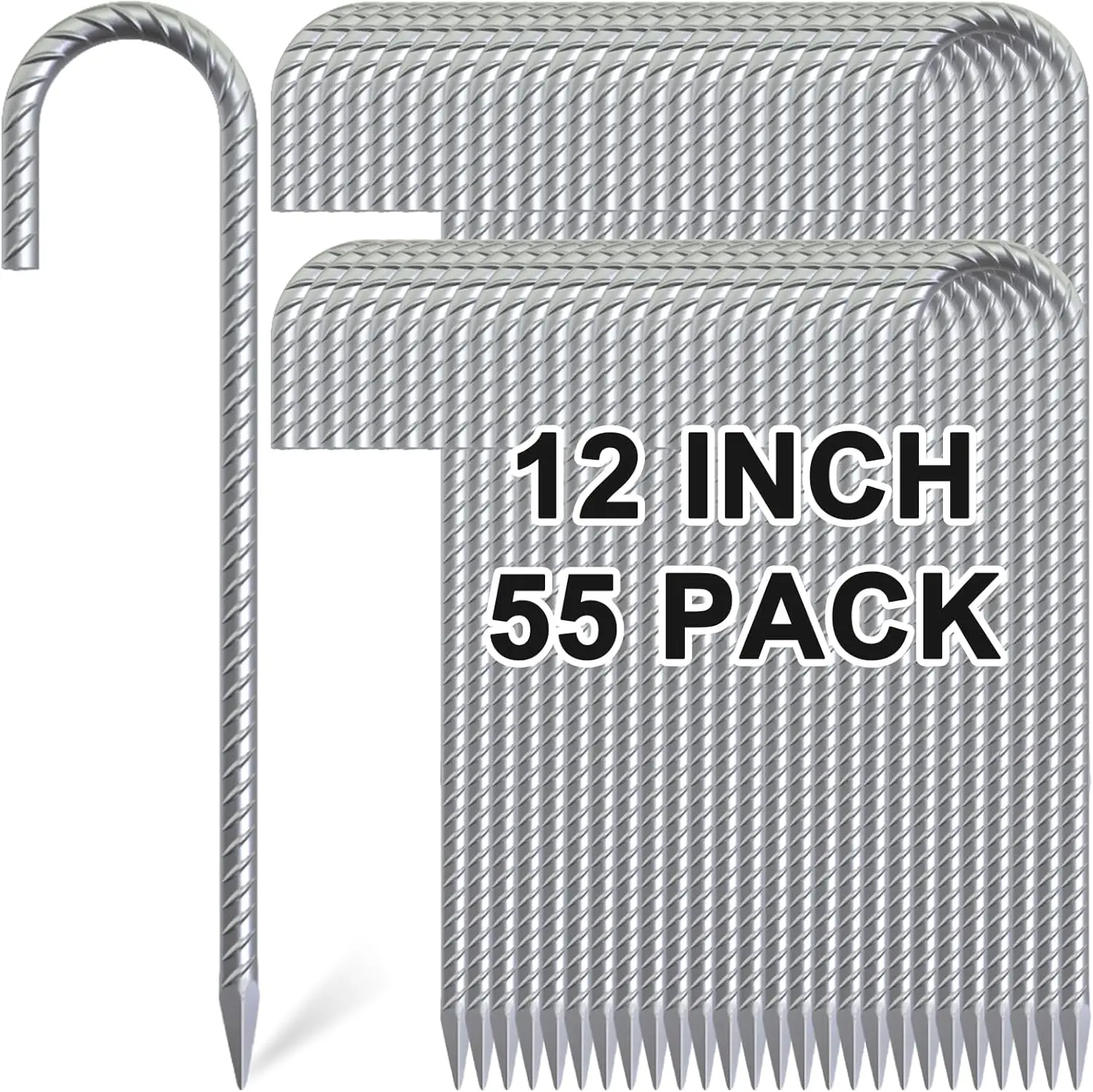 12 Inch Heavy Duty Galvanized Steel J Hook Rebar Stakes, 55 Pack for Tent, Fence & Yard Decor
12 Inch Heavy Duty Galvanized Steel J Hook Rebar Stakes, 55 Pack for Tent, Fence & Yard Decor