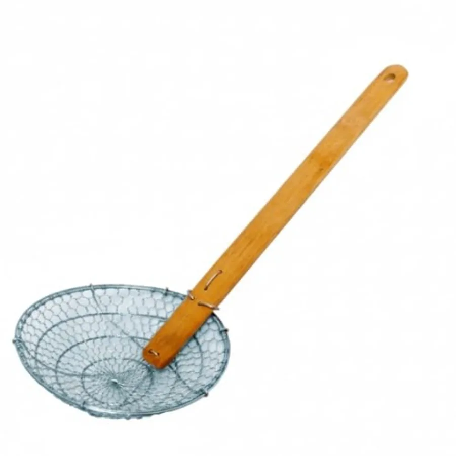 Kitchen frying and pasta cooking: stainless steel coarse mesh skimmer with natural bamboo handle, silver and brown, rust-resist
Kitchen frying and pasta cooking: stainless steel coarse mesh skimmer with natural bamboo handle, silver and brown, rust-resist