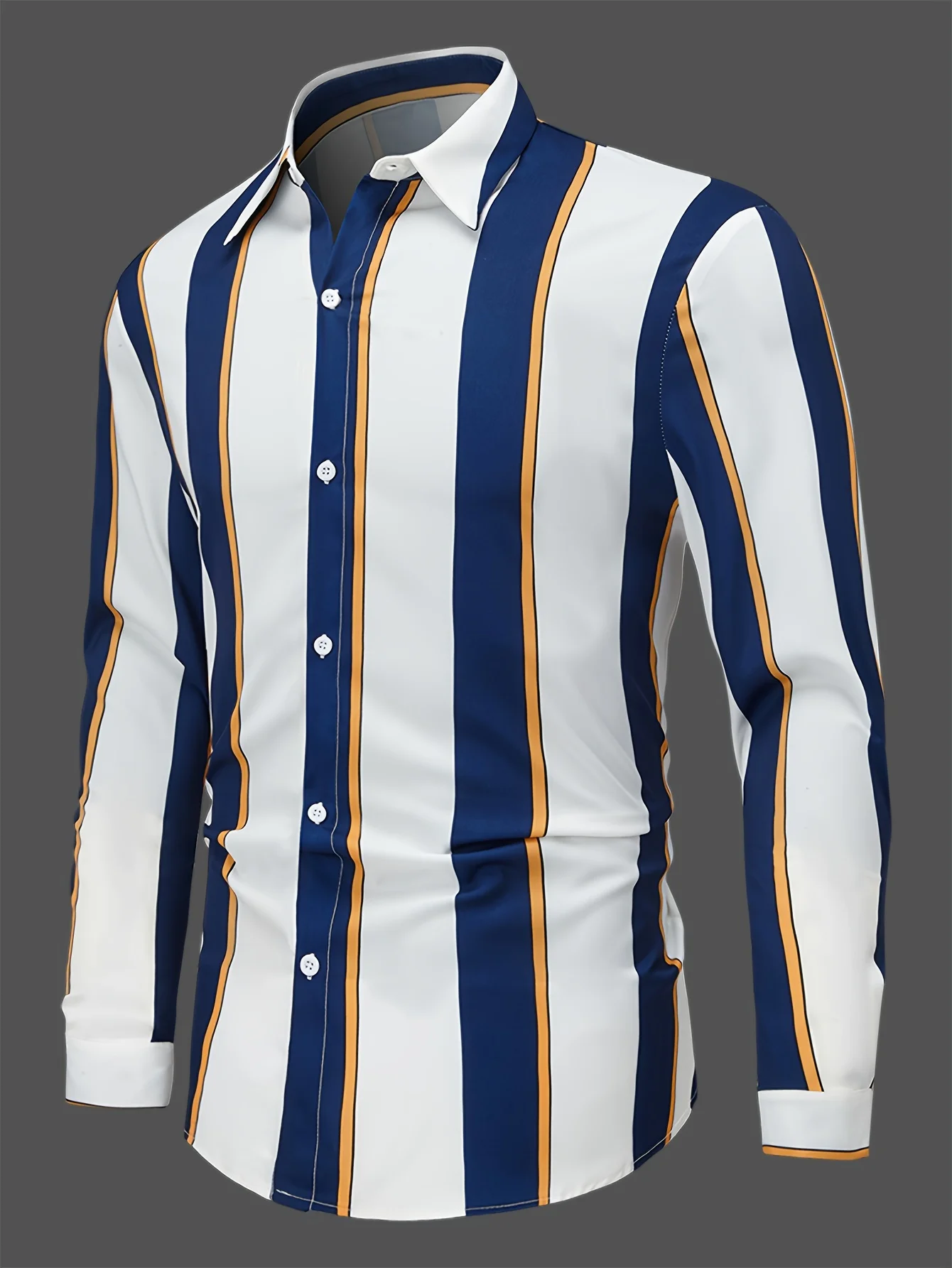 Men'S Casual Regular Fit Striped Long Sleeve Solid Color Polyester Button Lapel Shirt, Woven,Non-Stretch Fabric
Men'S Casual Regular Fit Striped Long Sleeve Solid Color Polyester Button Lapel Shirt, Woven,Non-Stretch Fabric