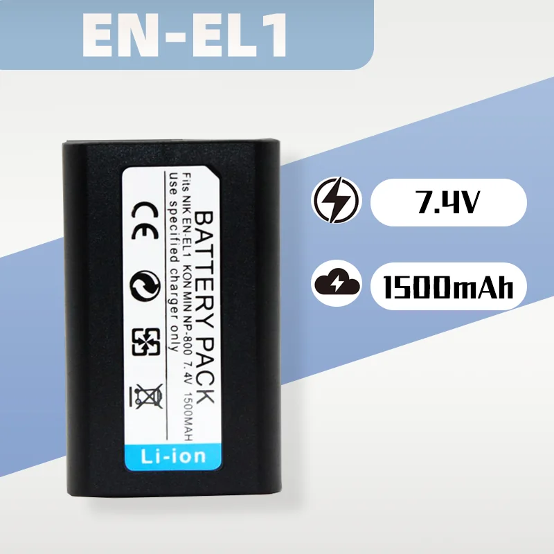 Brand New Nikon EN-EL1/NP-800 Battery 7.4V 1500mAh, Li-ion for EL1 Digital Camera Replacement
Brand New Nikon EN-EL1/NP-800 Battery 7.4V 1500mAh, Li-ion for EL1 Digital Camera Replacement