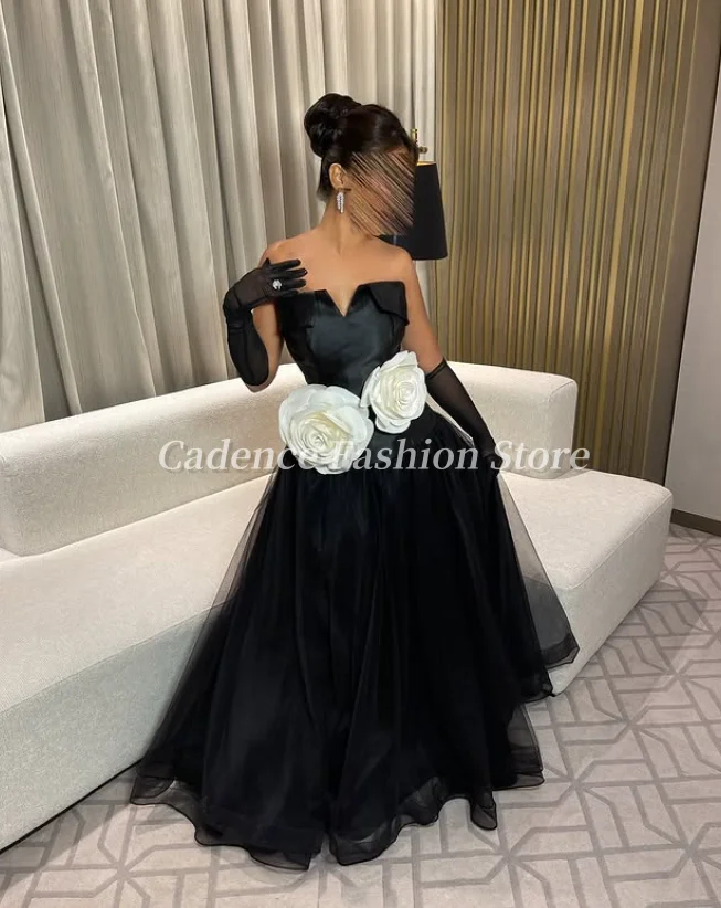 Customized Elegant Black Strapless Dubai Prom Dresses Flower Decoration Arabian Evening Gowns Formal Banquet Dresses
Customized Elegant Black Strapless Dubai Prom Dresses Flower Decoration Arabian Evening Gowns Formal Banquet Dresses