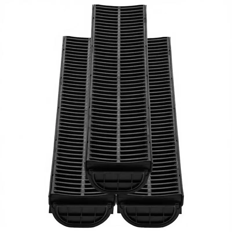 Trench Drain System, Channel Drain with Plastic Grate, 5.7x3.1-Inch HDPE Drainage Trench, Black Plastic Garage Floor Drain, 3x39 Trench Drain Grate, with 3 End Caps, for Garden, Driveway-3 Pack
Trench Drain System, Channel Drain with Plastic Grate, 5.7x3.1-Inch HDPE Drainage Trench, Black Plastic Garage Floor Drain, 3x39 Trench Drain Grate, with 3 End Caps, for Garden, Driveway-3 Pack