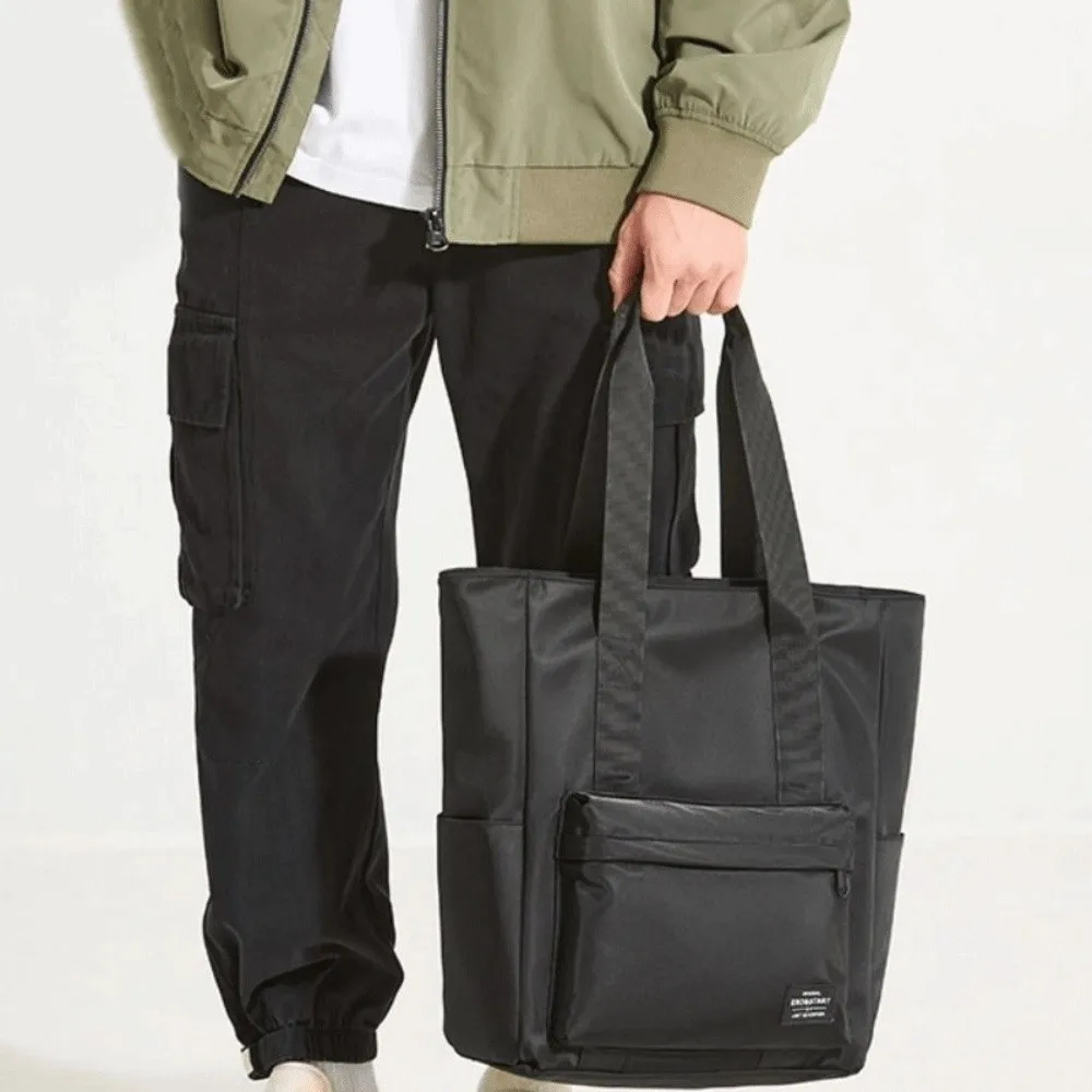 Прочная водонепроницаемая нейлоновая сумка-тоут черного цвета большой вместимости для мужчин, простой портфель для поездок на работу, для мальчиков
Прочная водонепроницаемая нейлоновая сумка-тоут черного цвета большой вместимости для мужчин, простой портфель для поездок на работу, для мальчиков