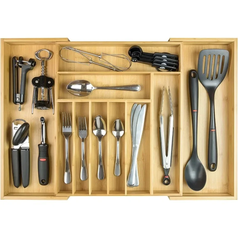 Utensil Organizer for Kitchen Drawers, Expandable to 33 in Wide, 11 Compartments, Bamboo
Utensil Organizer for Kitchen Drawers, Expandable to 33 in Wide, 11 Compartments, Bamboo