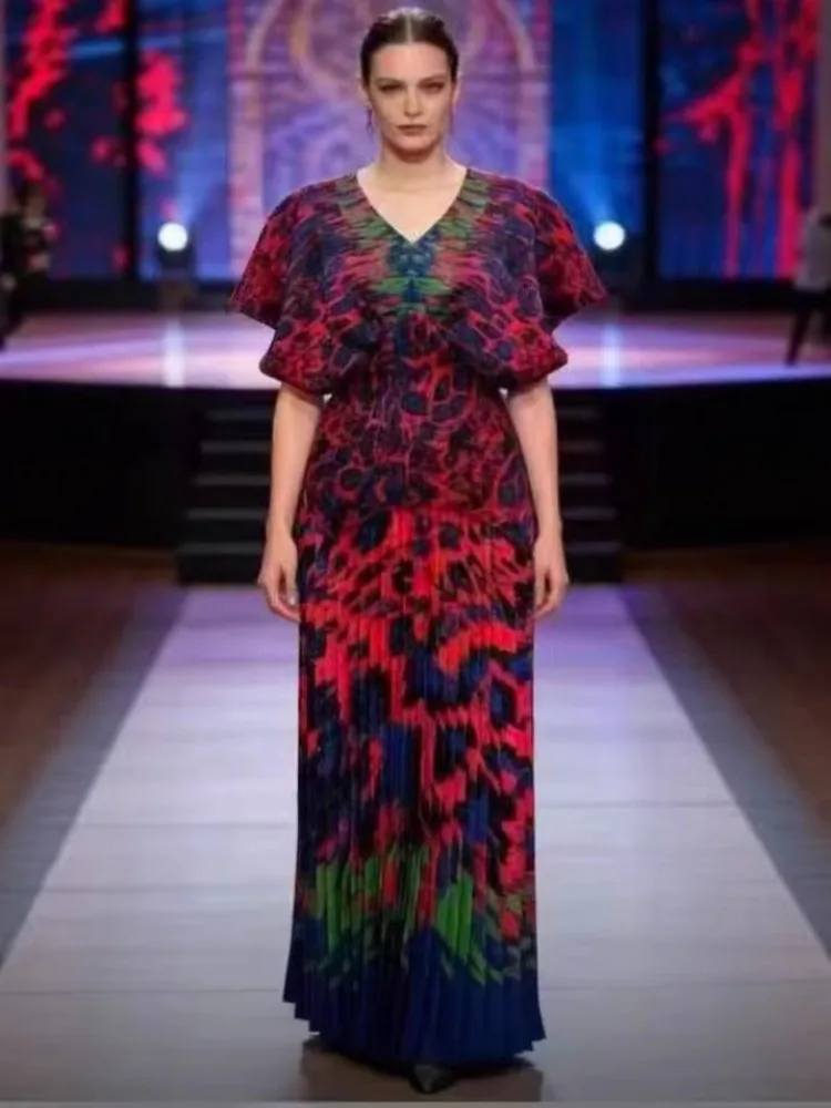 2026 African Miyake Pleated Printed Top Long Skirt Two-Piece Fashionable V-Neck Short Sleeve Loose Suit
2026 African Miyake Pleated Printed Top Long Skirt Two-Piece Fashionable V-Neck Short Sleeve Loose Suit