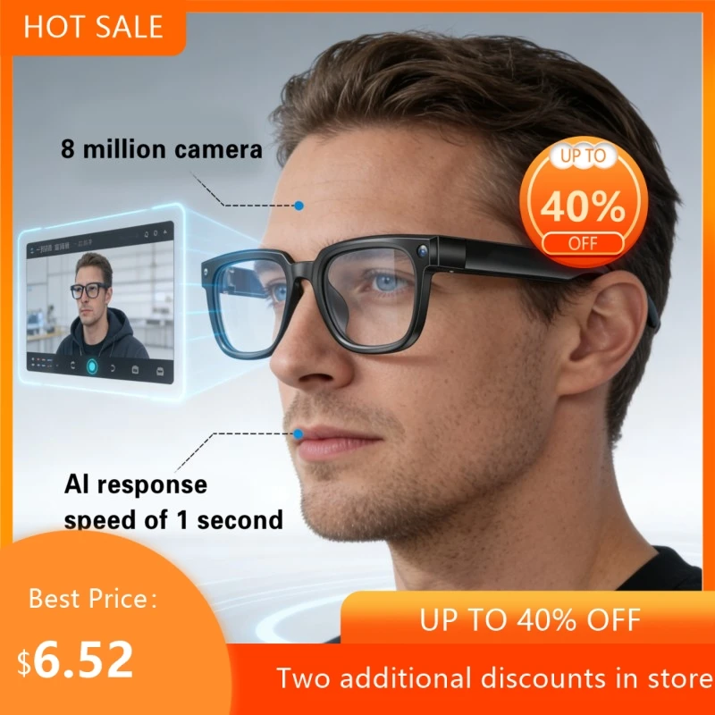 Music 8 Million Pixel Anti Shake Camera Voice Control Dialogue Translation Support Loop Recording Smart Glasses New DropShipping
Music 8 Million Pixel Anti Shake Camera Voice Control Dialogue Translation Support Loop Recording Smart Glasses New DropShipping