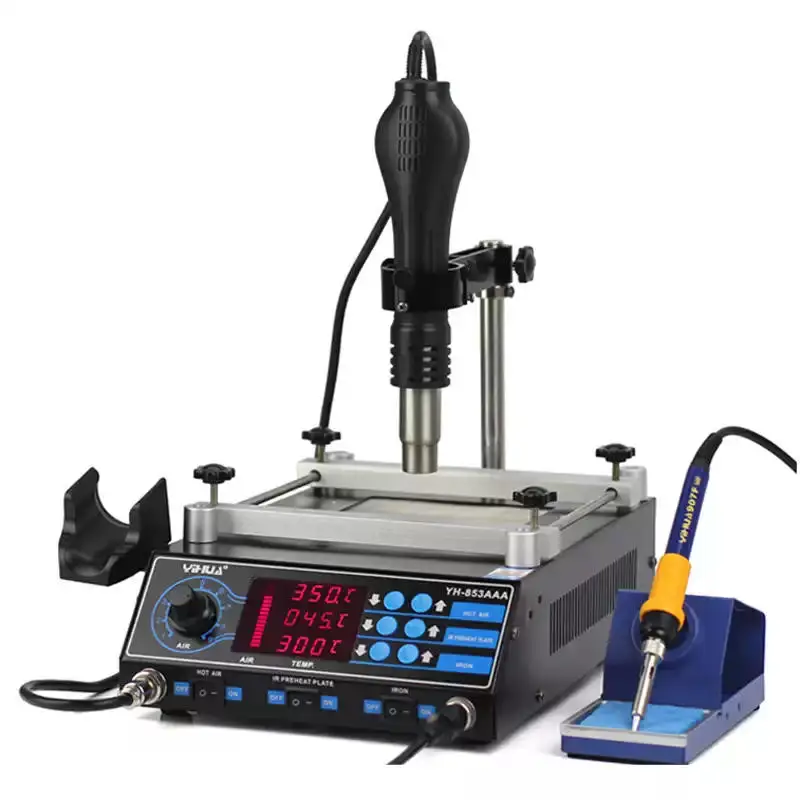 YIHUA Advanced 853AAA Soldering Station 120x120mm Preheat Zone For BGA Rework New Condition
YIHUA Advanced 853AAA Soldering Station 120x120mm Preheat Zone For BGA Rework New Condition