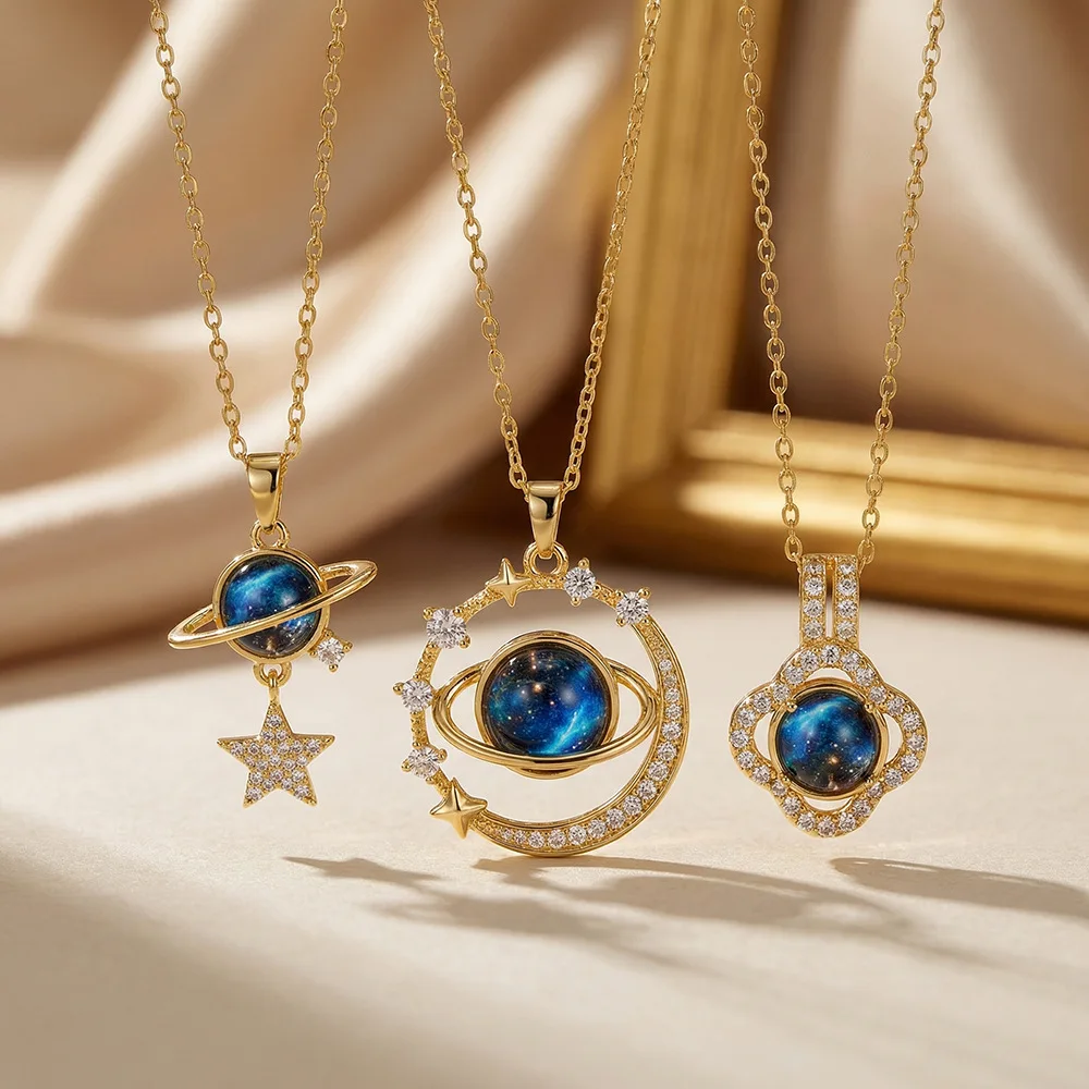 Luxury Planet Necklace for Women CZ Zircon Full Paved Star Pendant Necklace Copper Chain Choker Fashion Jewelry Gift
Luxury Planet Necklace for Women CZ Zircon Full Paved Star Pendant Necklace Copper Chain Choker Fashion Jewelry Gift