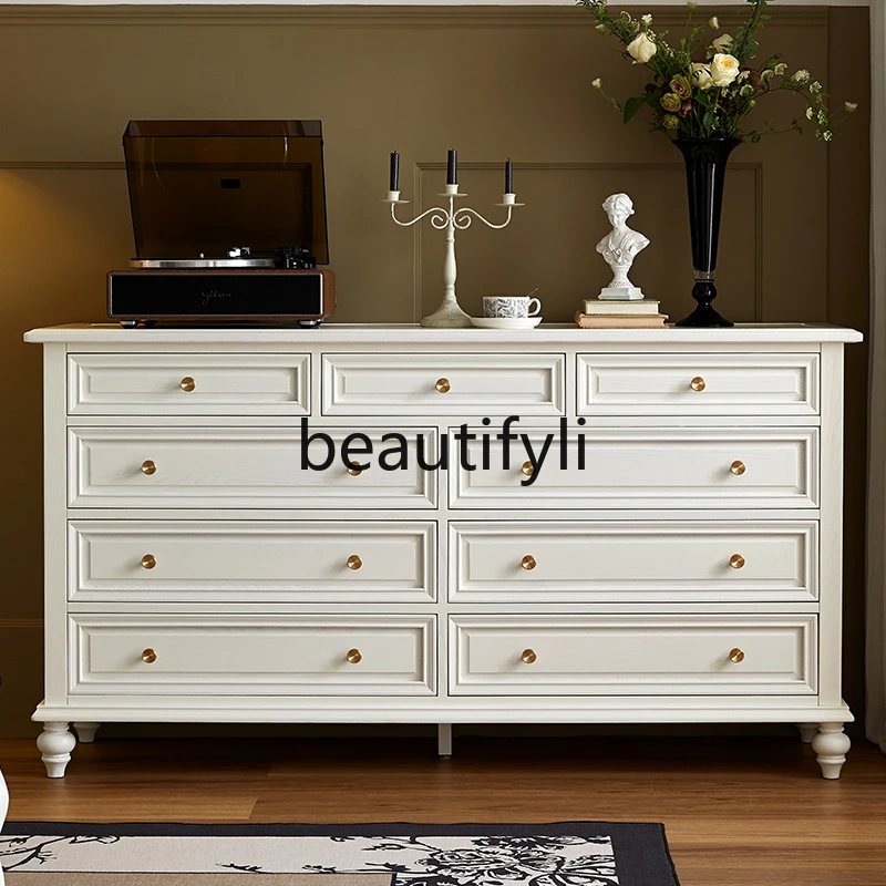 American all-solid wood nine-chest cabinet French light luxury living room wall all-log storage cabinet
American all-solid wood nine-chest cabinet French light luxury living room wall all-log storage cabinet