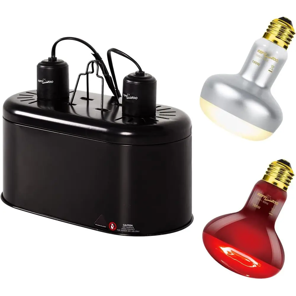 Комплект из двух ламп для рептилий: лампа для обогрева 100 Вт UVA (дневной свет) и инфракрасная лампа 100 Вт.
Комплект из двух ламп для рептилий: лампа для обогрева 100 Вт UVA (дневной свет) и инфракрасная лампа 100 Вт.