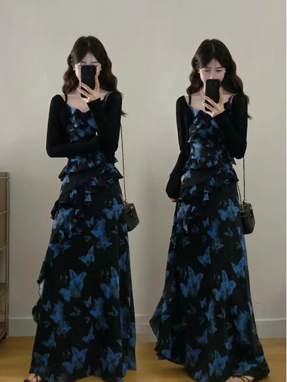 Blue Floral Print Halter Dress Two-Piece Set plus Size Summer Trendy Long Skirt Comfortable Breathable Korean Style Commute
Blue Floral Print Halter Dress Two-Piece Set plus Size Summer Trendy Long Skirt Comfortable Breathable Korean Style Commute