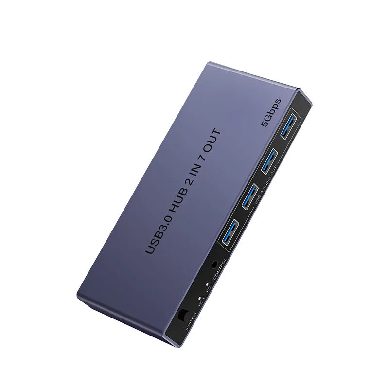 2-in 7-out USB 3.0 Switch for 2 Computers Sharing Devices USB Switches with Controller Support Keyboard Mouse Printer Scanner