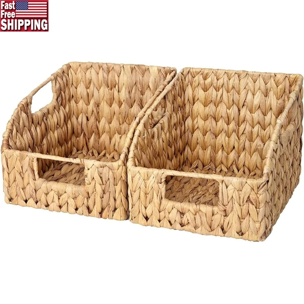 Handwoven Wicker Storage Baskets Natural Water Hyacinth Pantry Baskets with Built-in Handles Organizing Bins Kitchen Living Room
Handwoven Wicker Storage Baskets Natural Water Hyacinth Pantry Baskets with Built-in Handles Organizing Bins Kitchen Living Room