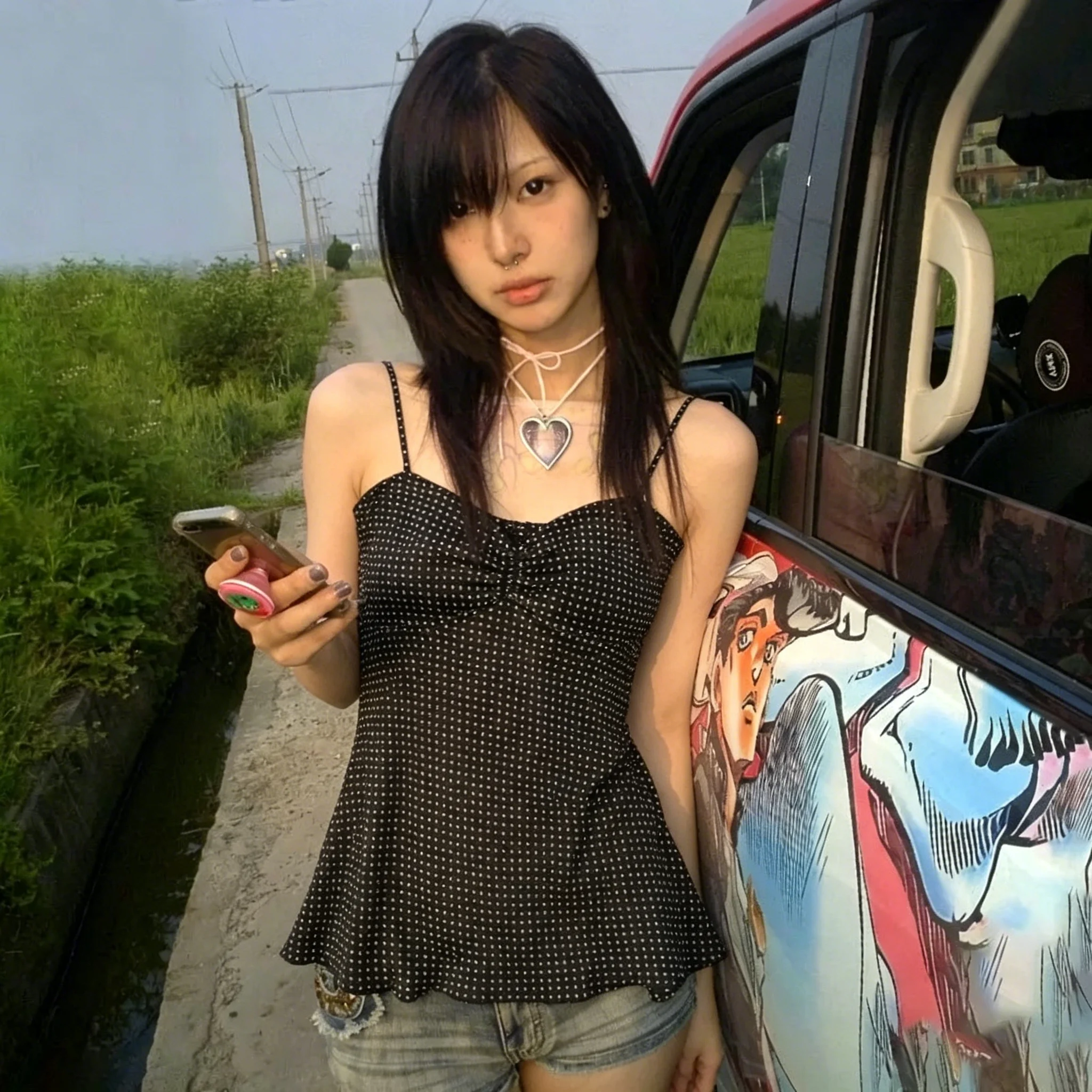 2026 Summer Sexy Style Camisole Vest Sleeveless Polka Dot Print Crop Halter Tops 2000s Sexy Style Slim Fit Top Streetwear
2026 Summer Sexy Style Camisole Vest Sleeveless Polka Dot Print Crop Halter Tops 2000s Sexy Style Slim Fit Top Streetwear