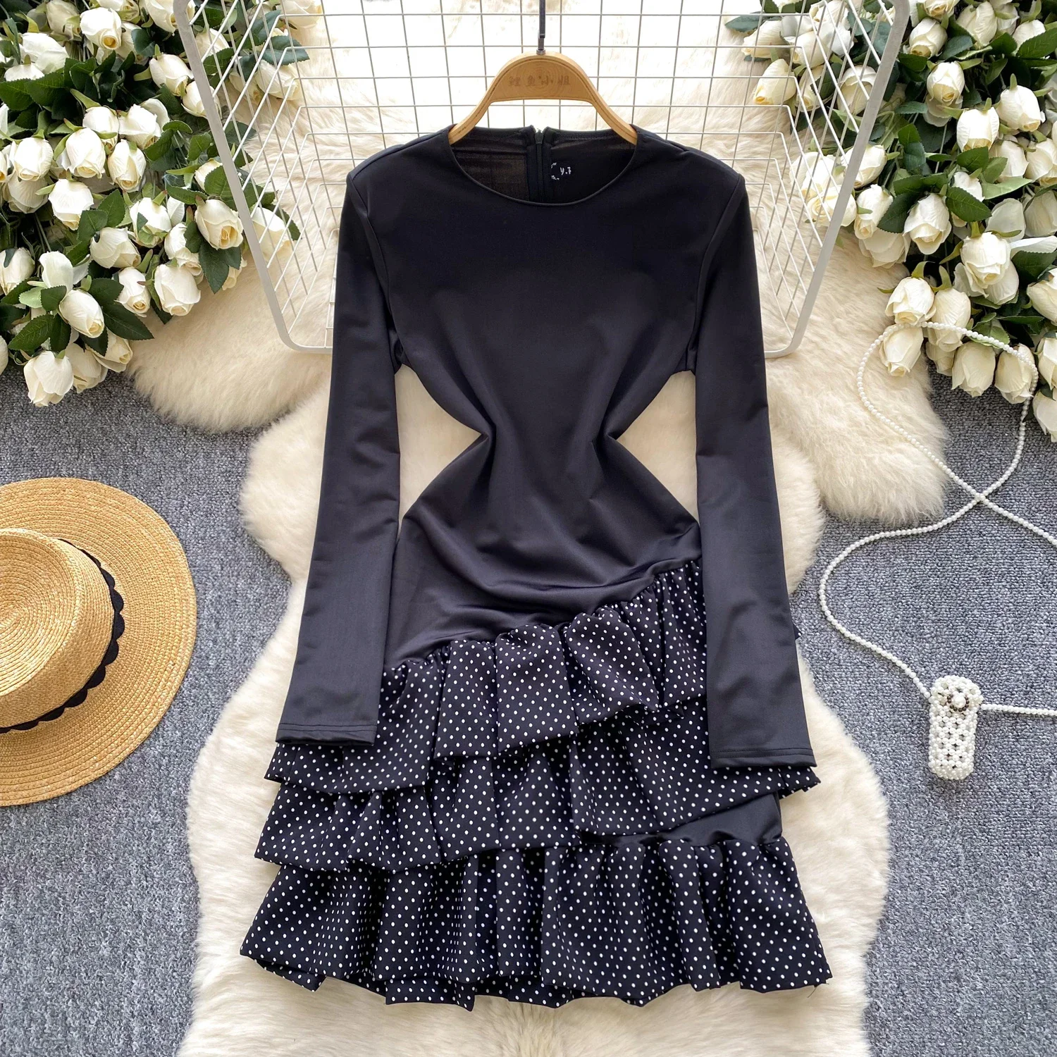 Elegant slim Asymmetrical Polka dot Ruffle Satin Sexy long sleeve Chic Fashion Slim Fairy French Vacation High Street Clothing
Elegant slim Asymmetrical Polka dot Ruffle Satin Sexy long sleeve Chic Fashion Slim Fairy French Vacation High Street Clothing
