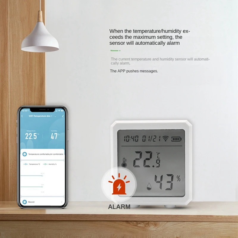 Tuya Wi-Fi датчик температуры и влажности ЖК-дисплей датчик приложение Smart Life поддержка Alexa Google Home
Tuya Wi-Fi датчик температуры и влажности ЖК-дисплей датчик приложение Smart Life поддержка Alexa Google Home