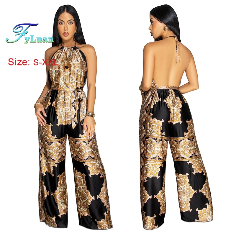 Flower Printing Women Jumpsuits Sexy Halter Neck Backless Wide Leg Jumpsuits Sleeveless Loose Fashion Streetwear Wide Leg Pants
Flower Printing Women Jumpsuits Sexy Halter Neck Backless Wide Leg Jumpsuits Sleeveless Loose Fashion Streetwear Wide Leg Pants