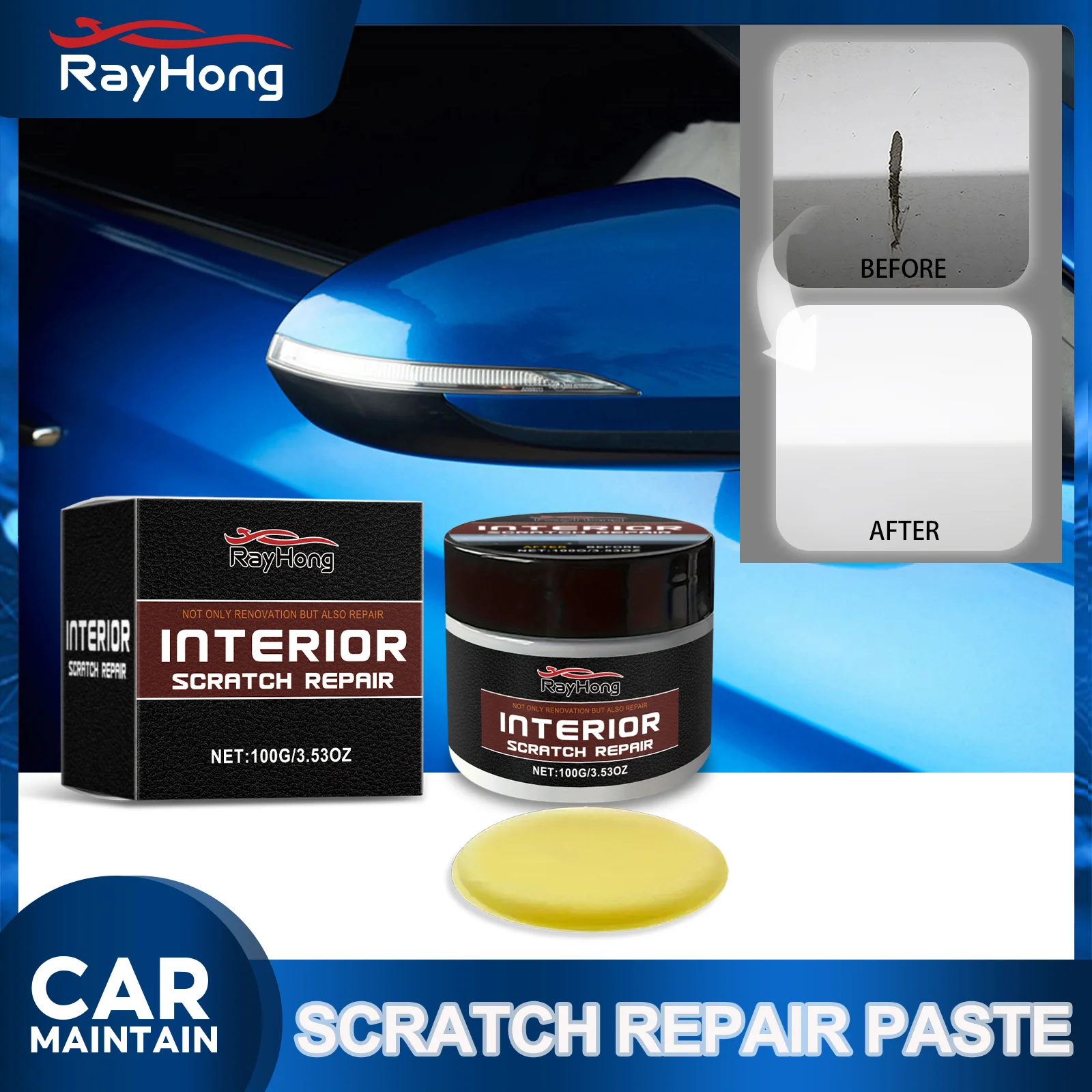 Scratch Remover Wax Car Scratch Repair Pen Polish and Fill Compound Swirl Mark Remover Paint Touch Up Quick Detailer 100g
Scratch Remover Wax Car Scratch Repair Pen Polish and Fill Compound Swirl Mark Remover Paint Touch Up Quick Detailer 100g