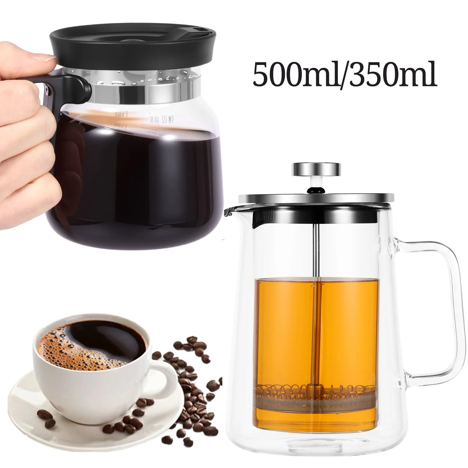 Кофейник-френч-пресс 350/500 мл из высококачественного боросиликатного стекла, многофункциональный, для заваривания кофе, чая, молока, кофейная кружка
Кофейник-френч-пресс 350/500 мл из высококачественного боросиликатного стекла, многофункциональный, для заваривания кофе, чая, молока, кофейная кружка