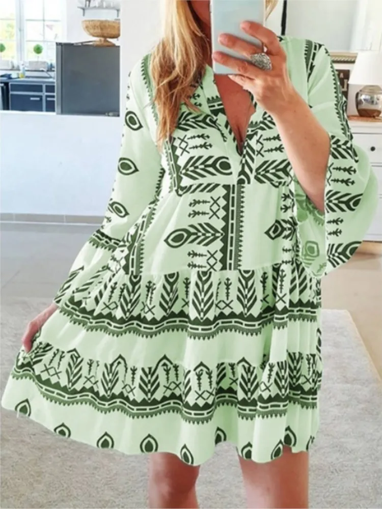 2025 Spring Summer Women's New Printed Dresses V Neck Long Sleeve Candy Colored Mini Dress Multi-Color Female Vestidos Clothing
2025 Spring Summer Women's New Printed Dresses V Neck Long Sleeve Candy Colored Mini Dress Multi-Color Female Vestidos Clothing