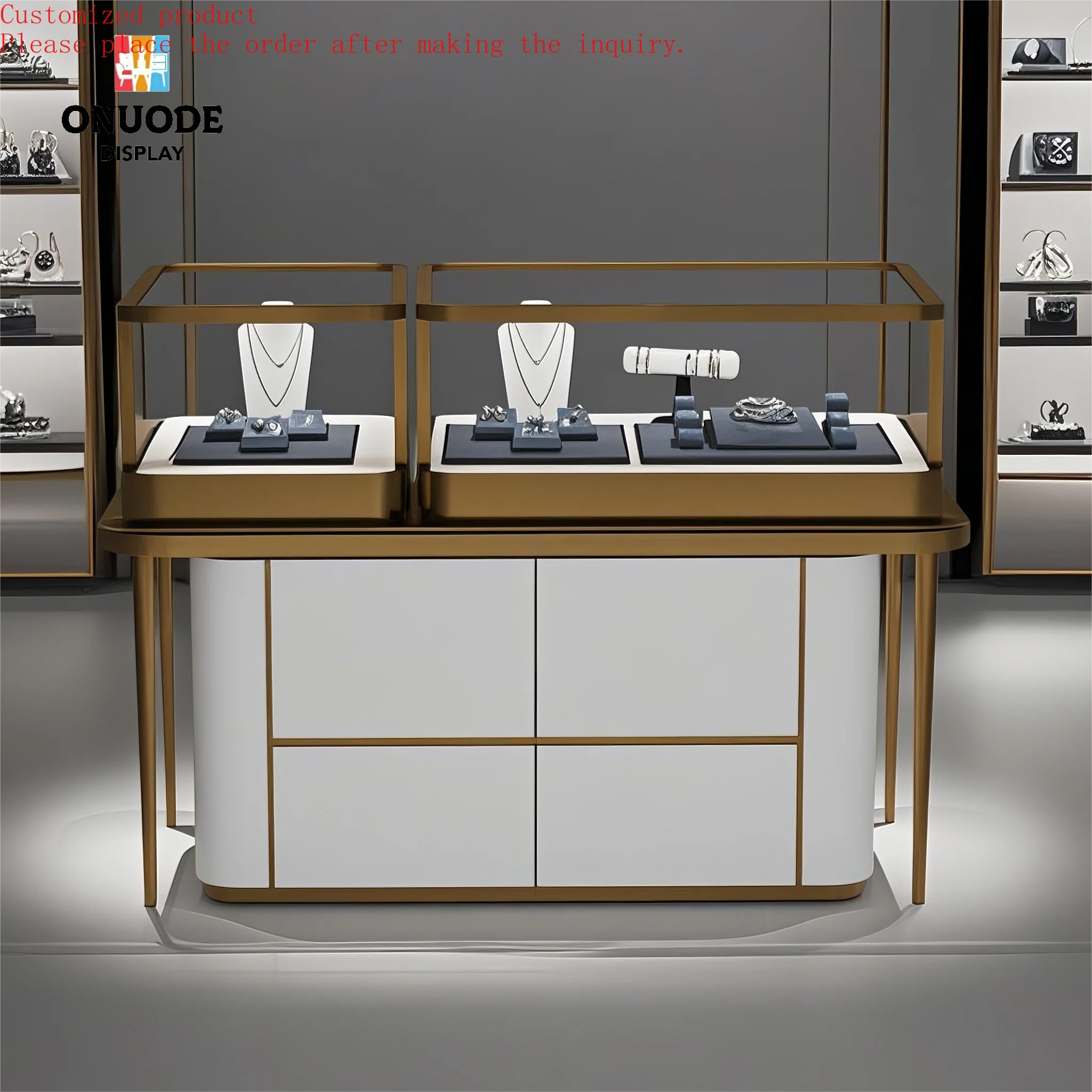 Custom.Custom LED Display Cabinet for Jewelry Necklace Showcase Counter Glass Store Display Case
Custom.Custom LED Display Cabinet for Jewelry Necklace Showcase Counter Glass Store Display Case