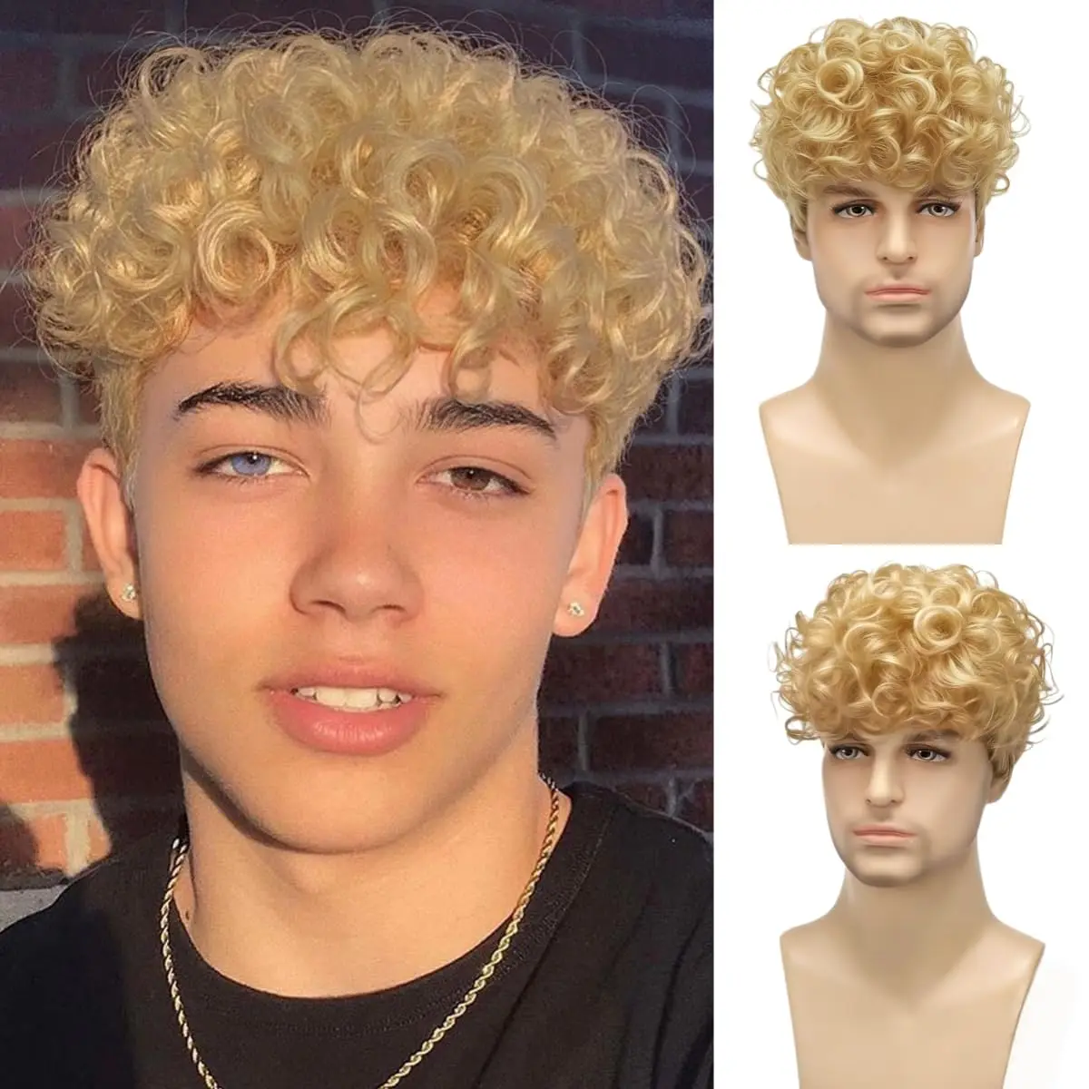 Men's Short Blonde Curly Synthetic Heat-Resistant Costume Wig for Men's Daily Wear, Cosplay, Party, Halloween
Men's Short Blonde Curly Synthetic Heat-Resistant Costume Wig for Men's Daily Wear, Cosplay, Party, Halloween
