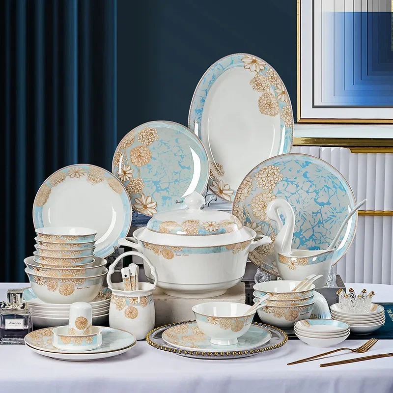 Bone china tableware set, full set of tableware and chopsticks combination for household use
Bone china tableware set, full set of tableware and chopsticks combination for household use