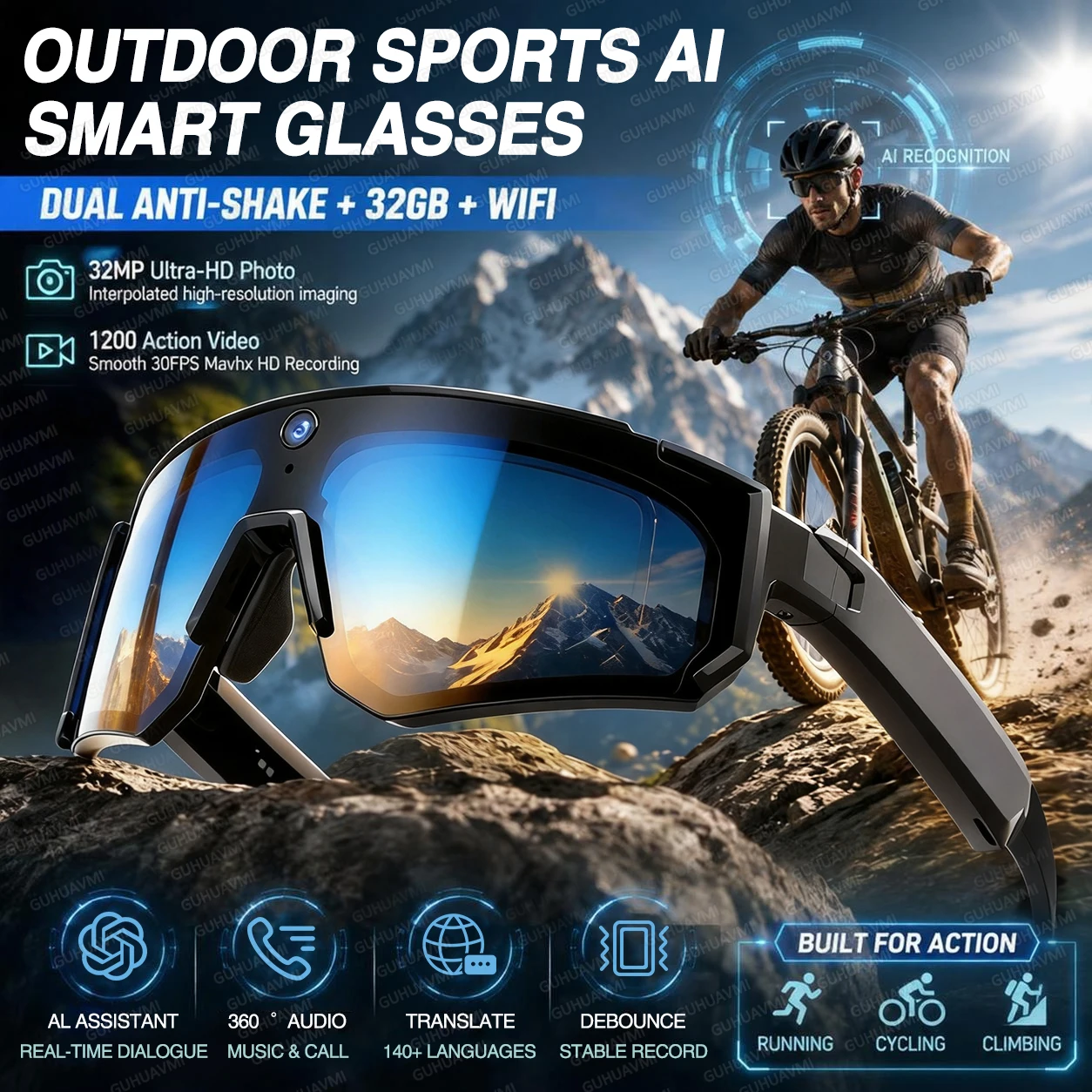 New AI Smart Glasses With Camera 1200P Video Recording Anti-Shake Shooting Sunglasses Bicycle Riding Windproof Goggles Men Women
New AI Smart Glasses With Camera 1200P Video Recording Anti-Shake Shooting Sunglasses Bicycle Riding Windproof Goggles Men Women