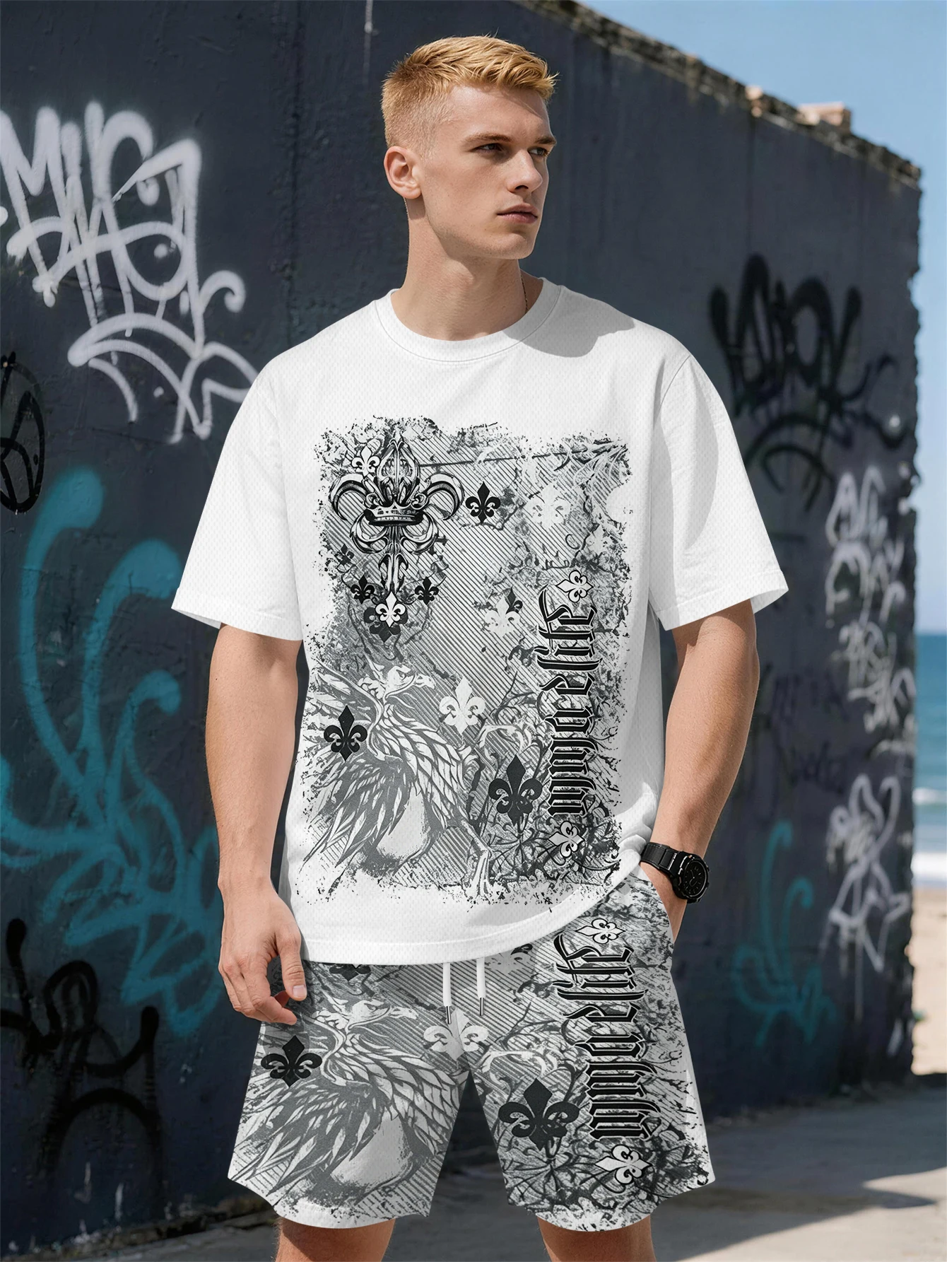 2026 Summer New Men's Short-Sleeved Shorts Set with 3D Letter Pattern Printing - Street Casual Fashion Comfortable and Soft
2026 Summer New Men's Short-Sleeved Shorts Set with 3D Letter Pattern Printing - Street Casual Fashion Comfortable and Soft