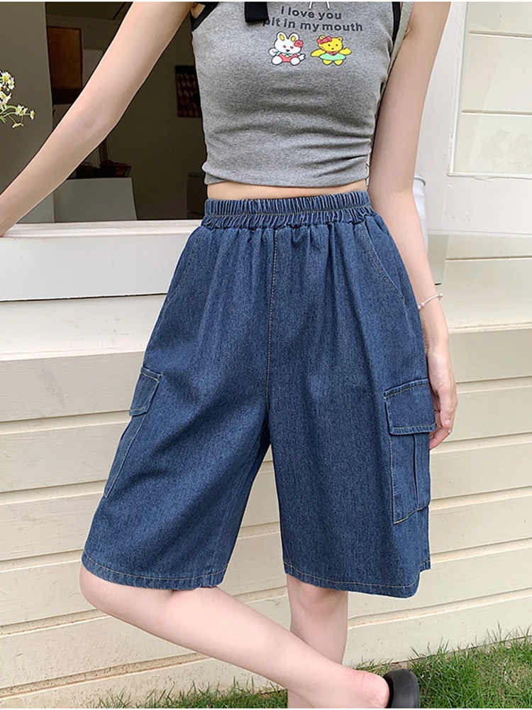 Летние джинсовые шорты бойфренда больших размеров, женские повседневные свободные широкие джинсы, короткие брюки-бермуды, женские шорты-карго с эластичной резинкой на талии
Летние джинсовые шорты бойфренда больших размеров, женские повседневные свободные широкие джинсы, короткие брюки-бермуды, женские шорты-карго с эластичной резинкой на талии